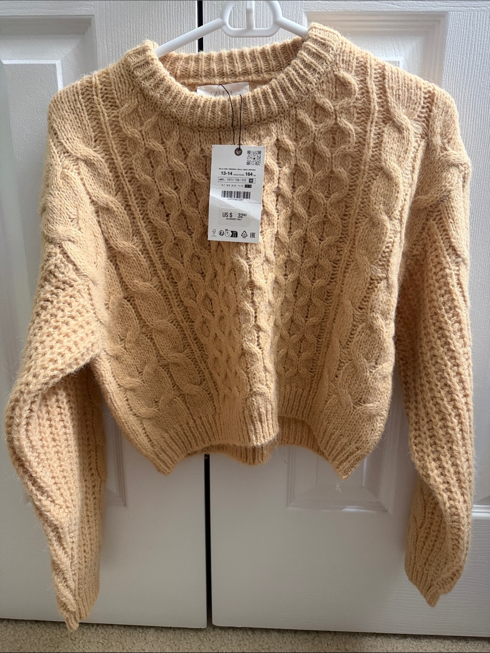 Zara Soft Cable-Knit Women's Sweater in yellow beige